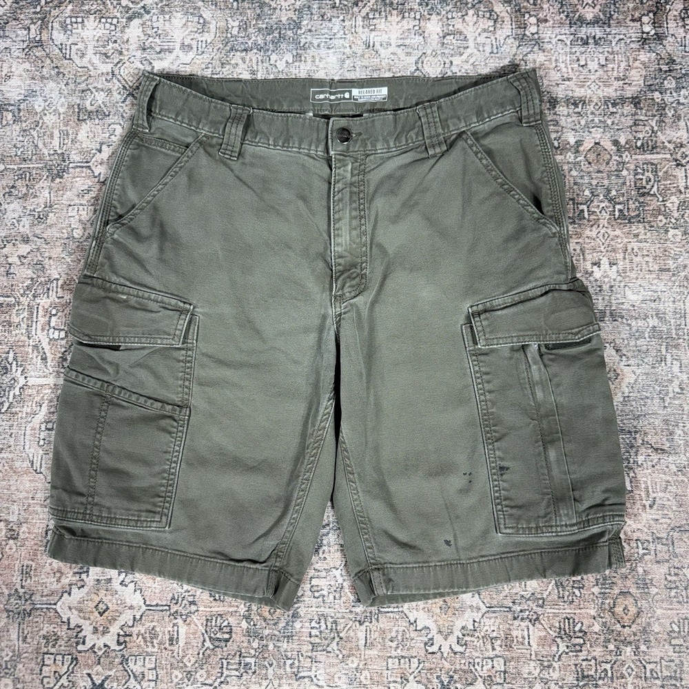 Vintage Carhartt Baggy Cargo Green Shorts Size 36